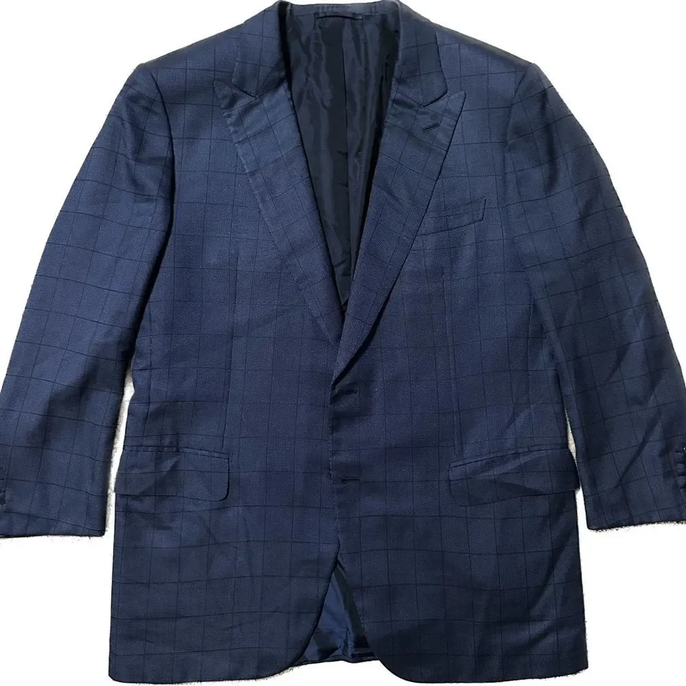 Brioni Blue Windowpane Jacket